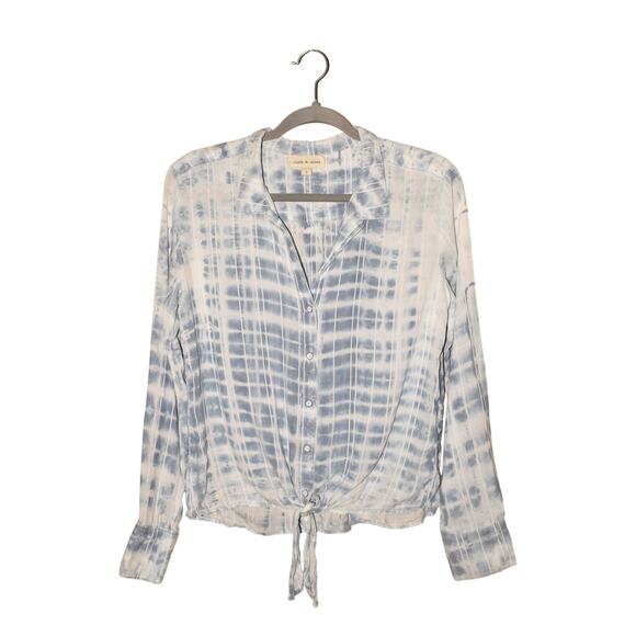 CLOTH & STONE $78 Blue White Tie-Dye Button‎ Down Shirt Tie Front Small - Picture 1 of 3